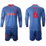 Men 2020-2021 club Atletico Madrid away long sleeves 6 blue Soccer Jerseys