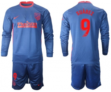 Men 2020-2021 club Atletico Madrid away long sleeves 9 blue Soccer Jerseys1