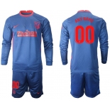 Men 2020-2021 club Atletico Madrid away long sleeves customized blue Soccer Jerseys