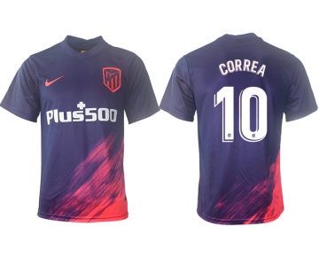 Men 2021-2022 Club Atletico Madrid away aaa version purple 10 Soccer Jersey