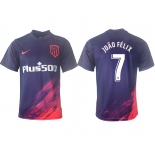 Men 2021-2022 Club Atletico Madrid away aaa version purple 7 Soccer Jersey