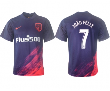 Men 2021-2022 Club Atletico Madrid away aaa version purple 7 Soccer Jersey
