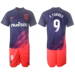Men 2021-2022 Club Atletico Madrid away purple 9 Soccer Jersey