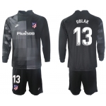 Men 2021-2022 Club Atletico Madrid black goalkeeper Long Sleeve 13 Soccer Jersey