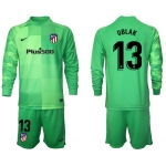 Men 2021-2022 Club Atletico Madrid green goalkeeper Long Sleeve 13 Soccer Jersey