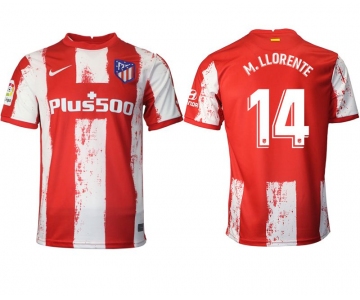 Men 2021-2022 Club Atletico Madrid home aaa version red 14 Nike Soccer Jersey
