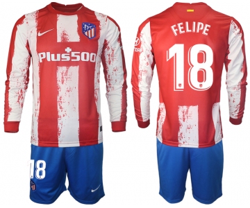 Men 2021-2022 Club Atletico Madrid home red Long Sleeve 18 Soccer Jersey