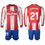 Men 2021-2022 Club Atletico Madrid home red Long Sleeve 21 Soccer Jersey
