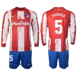 Men 2021-2022 Club Atletico Madrid home red Long Sleeve 5 Soccer Jersey