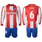 Men 2021-2022 Club Atletico Madrid home red Long Sleeve 6 Soccer Jersey