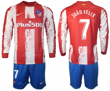 Men 2021-2022 Club Atletico Madrid home red Long Sleeve 7 Soccer Jersey