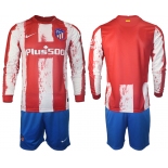 Men 2021-2022 Club Atletico Madrid home red Long Sleeve blank Soccer Jersey