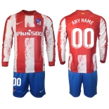 Men 2021-2022 Club Atletico Madrid home red Long Sleeve customized Soccer Jersey