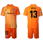 Men 2021-2022 Club Atletico Madrid orange red goalkeeper 13 Soccer Jersey