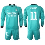 Men 2021-2022 Club Atletico Madrid second away blue Long Sleeve 11 Soccer Jersey