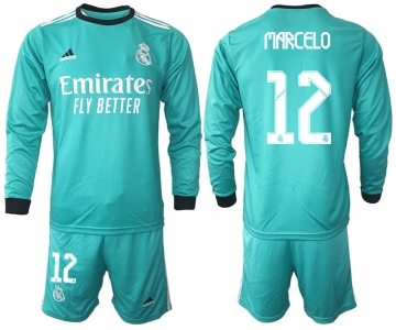 Men 2021-2022 Club Atletico Madrid second away blue Long Sleeve 12 Soccer Jersey