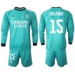 Men 2021-2022 Club Atletico Madrid second away blue Long Sleeve 15 Soccer Jersey