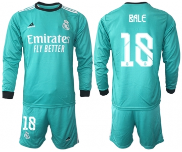 Men 2021-2022 Club Atletico Madrid second away blue Long Sleeve 18 Soccer Jersey