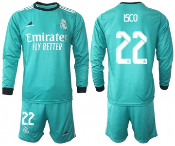 Men 2021-2022 Club Atletico Madrid second away blue Long Sleeve 22 Soccer Jersey