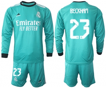 Men 2021-2022 Club Atletico Madrid second away blue Long Sleeve 23 Soccer Jersey