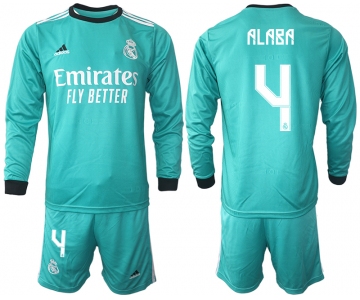 Men 2021-2022 Club Atletico Madrid second away blue Long Sleeve 4 Soccer Jerseys