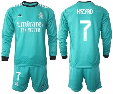 Men 2021-2022 Club Atletico Madrid second away blue Long Sleeve 7 Soccer Jersey