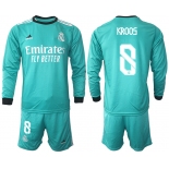 Men 2021-2022 Club Atletico Madrid second away blue Long Sleeve 8 Soccer Jersey