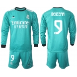 Men 2021-2022 Club Atletico Madrid second away blue Long Sleeve 9 Soccer Jersey