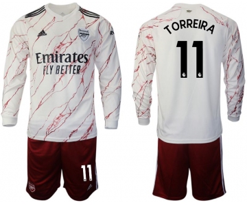 Men 2020-2021 club Arsenal away long sleeve 11 white Soccer Jerseys