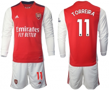 Men 2021-2022 Club Arsenal home red Long Sleeve 11 Soccer Jersey