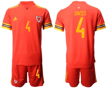 Men 2021 European Cup Welsh home red 4 Soccer Jersey