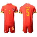 Men 2021 European Cup Welsh home red 5 Soccer Jersey