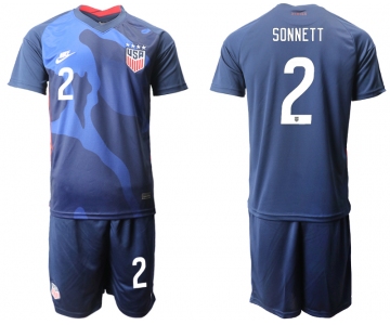 Men 2020-2021 Season National team United States away blue 2 Soccer Jersey