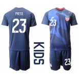 Youth 2020-2021 Season National team United States away blue 23 Soccer Jersey