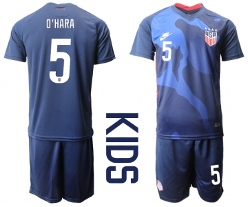 Youth 2020-2021 Season National team United States away blue 5 Soccer Jersey