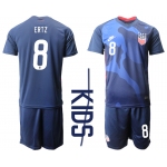 Youth 2020-2021 Season National team United States away blue 8 Soccer Jersey