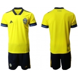 Men 2021 European Cup Sweden home yellow Soccer Jersey