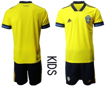 Youth 2021 European Cup Sweden home yellow Soccer Jersey