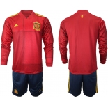 Men 2021 European Cup Spain home Long sleeve. soccer jerseys