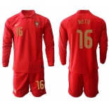 Men 2021 European Cup Portugal home red Long sleeve 16 Soccer Jersey