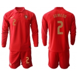 Men 2021 European Cup Portugal home red Long sleeve 2 Soccer Jersey