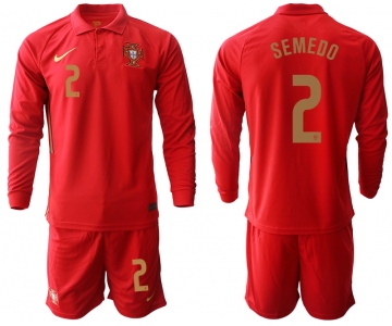 Men 2021 European Cup Portugal home red Long sleeve 2 Soccer Jersey