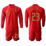 Men 2021 European Cup Portugal home red Long sleeve 23 Soccer Jersey