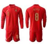 Men 2021 European Cup Portugal home red Long sleeve 8 Soccer Jersey