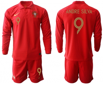 Men 2021 European Cup Portugal home red Long sleeve 9 Soccer Jersey