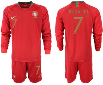 Portugal #7 Ronaldo Home Long Sleeves Soccer Country Jersey