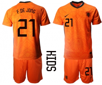 2021 European Cup Netherlands home Youth 21 soccer jerseys