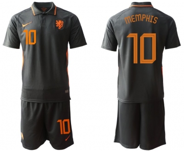 Men 2020-2021 European Cup Netherlands away black 10 Nike Soccer Jersey