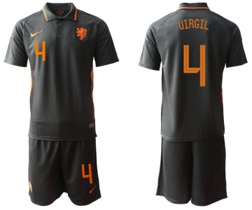Men 2020-2021 European Cup Netherlands away black 4 Nike Soccer Jersey