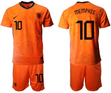 Men 2020-2021 European Cup Netherlands home orange 10 Nike Soccer Jersey